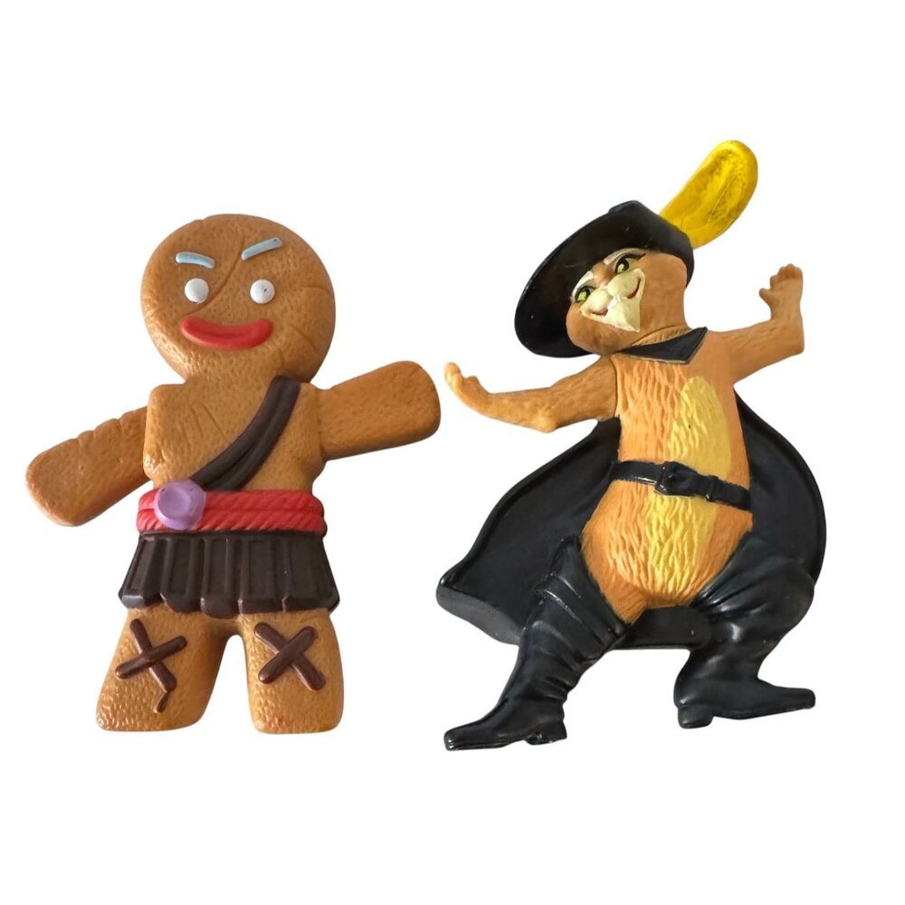 Shrek Gingerbread Man & Puss in Boots 2 Figurines McDonalds 2007